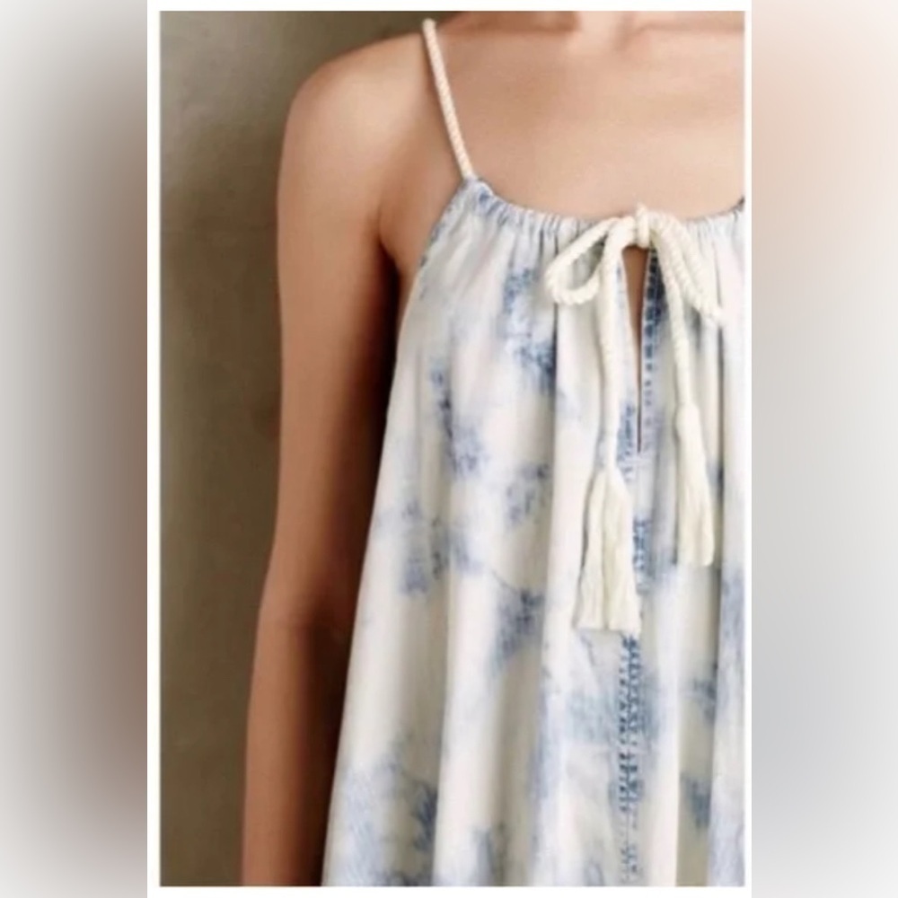 ANTHROPOLOGY Holding Horses Blue & White Rope Tie-Dye Swing Dress - Picture 4 of 11